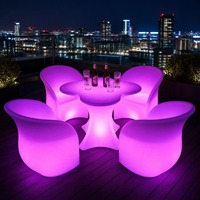 Chaise longue moderne à pétales éclairés par LED, étanche IP65, rechargeable, pour extérieur, bord de piscine, villa, jardin, patio