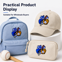Lot de patchs de baseball à paillettes en gros, emblèmes de match universitaires, autocollants en tissu à carreaux en vrac, stock disponible pour vêtements d'extérieur