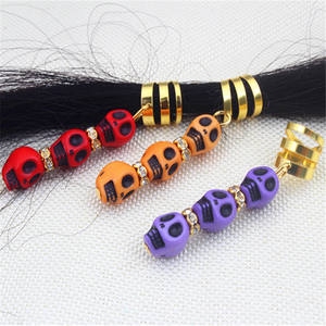 حقيبة واحدة من إكسسوارات الشعر المرصعة بالأحجار الأكريليكية لتزيين الضفائر ودبابيس الشعر على شكل جمجمة وإكسسوارات يدوية الصنع - Product Image 6