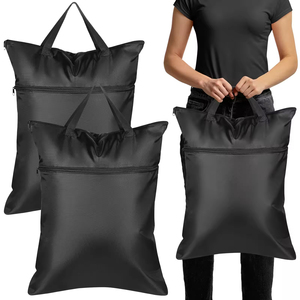 Borsa per la conservazione dei vestiti sporchi e bagnati impermeabili impermeabili pesanti su misura borsa per la <span class=keywords><strong>biancheria</strong></span> nera da viaggio con tasche con cerniera - Product Image 1