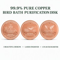 Disque de purification d'eau en cuivre pur pour bain d'oiseaux, 10 cm, gravé au laser, accessoire de décoration extérieure pour jardin