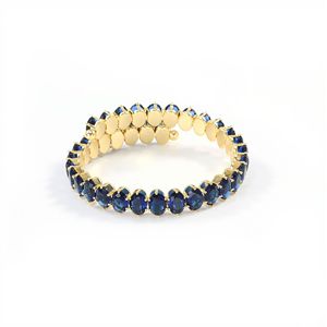 Fashion <b>Bangle</b> <b>Copper</b> Alloy Gold Plated Blue Zircon Adjustable Elastic Bracelet For Women Party Jewelry - Product Image 5