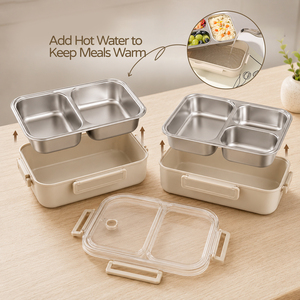 304 Stainless Steel Bento <b>Lunch</b> <b>Box</b> Leakproof Insulated Food Container with Lid Portable Rectangular Meal <b>Box</b> for Office <b>School</b> - Product Image 3