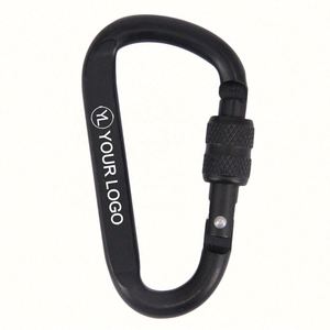 Custom Logo Heavy Duty Locking <b>Ring</b> <b>Clips</b> Hook Safety Screw Gate Aluminum D Shaped Carabiner <b>Clip</b> - Product Image 1