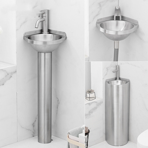 Évier d'angle triangulaire miniature en acier inoxydable 304 à montage mural, gain de place, petit lavabo pour salle de bain, balcon, camping-car, <span class=keywords><strong>appartement</strong></span> - Product Image 3