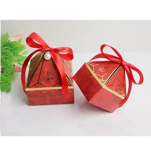 Pyramid Shape Paper Candy <b>Box</b> with Ribbon Bow Pearl Decoration for <b>Wedding</b> Party Favor <b>Gift</b> Packaging - Product Image 3