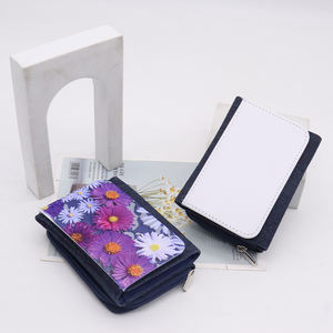 Diy patrón de moda Unisex viaje triple cartera en blanco vaquero cierre de cremallera cartera forro de lona sublimación de longitud corta - Product Image 1