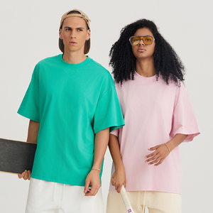 T-shirt da <span class=keywords><strong>uomo</strong></span> in cotone con scollo piccolo pesante Hip Hop con vestibilità squadrata oversize t-shirt corta larga da <span class=keywords><strong>uomo</strong></span> - Product Image 2