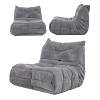 Canapé paresseux personnalisable gris clair en mousse haute densité, fauteuil pouf pour chambre et salon, coin lecture, canapé-lit compressible