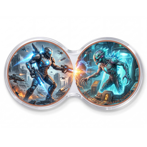 Moneda Conmemorativa de 1 oz de Cobre Puro 999, Diseño de Mecánico de Ciencia Ficción vs. Criatura <span class=keywords><strong>Alien</strong></span>ígena, Batalla Post-Apocalíptica, Relieve 3D, Impresión UV, Animal - Product Image 1