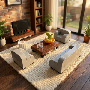 Ensemble de meubles de salon en blocs de construction MOC, 12 styles, canapé, table basse, <span class=keywords><strong>meuble</strong></span> TV, briques éducatives, jouets miniatures, vente en gros - Product Image 2