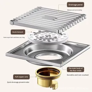 Custom All-Copper Deodorizing Filter Floor Drain with Odor-Proof Inner Core for Bathroom Washing Machine Hotel & Shower Room - Product Image 3