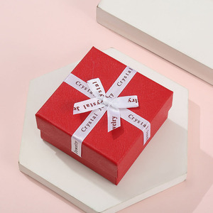 High Quality Square Pendant Bracelet Jewelry Paper Packaging <b>Box</b> Bow Sky Cover <b>Gift</b> <b>Box</b> With Bow Ribbon - Product Image 5