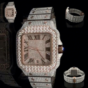 Luxury Automatic Mechanical <b>Watch</b> Men Women Stainless Steel Square <b>Case</b> Glass Dial 10 Bar Water Resistant VVS Bracelet - Product Image 1