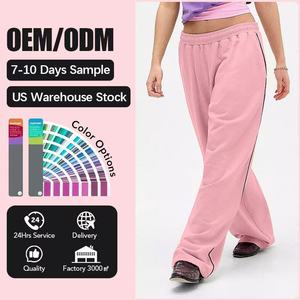 Pantalones Deportivos Essentials para Mujer, Cómodos, de Pierna Ancha, con Rayas Laterales y Bolsillos, Corte Holgado, Informales, para Descansar - Product Image 1