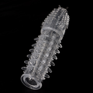 Condón Crystal Wolf Tooth extra largo y grueso de TPE, juguete sexual de estimulación para parejas y mujeres. - Product Image 1