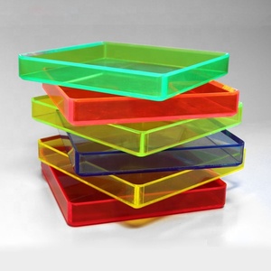 Vassoio di Lusso in Acrilico Trasparente Nero <span class=keywords><strong>e</strong></span> Bianco con Manici, Piatto Rettangolare per Servire Cibo, per Cucina, Bagno, Trucco <span class=keywords><strong>e</strong></span> Vanità - Product Image 2