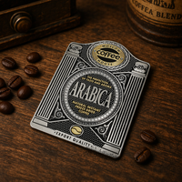 Autocollant adhésif personnalisé pour boîte de conserve de café, étiquette en aluminium imperméable avec logo en relief 3D