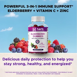 ODM/OEM Private Label Adult Immunity-Improving Elderberry Herbal Supplement Gummy <b>Bites</b> Vitamin C Zinc 2 Gummies Per Serving - Product Image 5