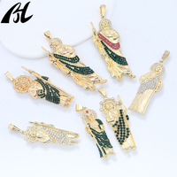 Ventes Directes Déstockage Pendentifs Religieux en Laiton Plaqué Or Pendentif Vierge Marie avec Pierres Bijoux Tendance pour Enfants