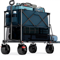Chariot pliant double étage robuste en tissu Oxford, grande capacité 400L, avec pare-soleil, capacité de charge 225 Lbs, extension extra longue pour le camping