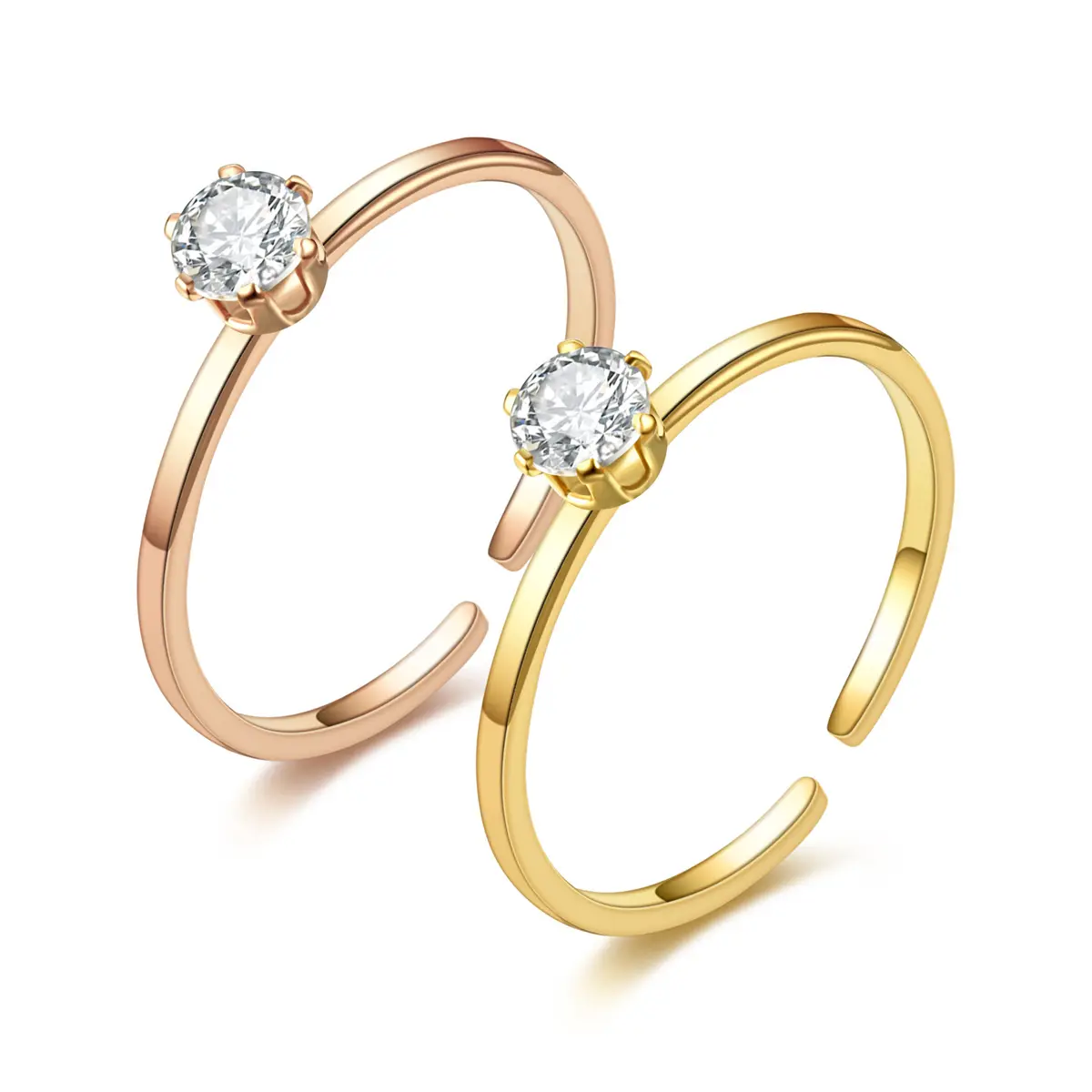 सबसे अच्छा बेच फैशन स्टेनलेस स्टील महिलाओं की अंगूठी जिक्रोन अंगूठी 18K सोने की अंगूठी नवीनतम सरल डिजाइन