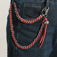 Celana rantai selempang kulit Pu untuk wanita/pria dompet Jeans jalanan keren/gantungan kunci Aksesori pinggang perhiasan mode