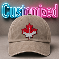 Gorra de Béisbol Vintage de Algodón Lavado con Bordado Personalizado del Logotipo de la Ciudad de Maple Leaf, Canadá, al por Mayor OEM