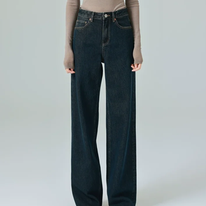 OEM OED yüksek Rise gevşek Baggy işlemeli koyu mavi Denim kot kadın rahat maymun erkek arkadaşı tarzı perçin düğmesi bel hiçbir solma - Product Image 1