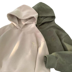Sweat à capuche oversize pour homme en molleton épais 100% coton, style streetwear, avec poche, couleurs et logo personnalisables - Product Image 4