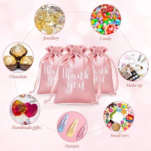 Pochette cadeau en satin, pochettes à bijoux, sacs à bonbons pour mariage, sacs à dragées pour fête nuptiale, sacs à cordon - Product Image 5