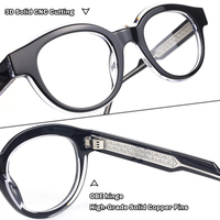 Gafas Ópticas Redondas Retro Unisex, Armazón de Acetato Mazzucchelli, Bisagra OBE, Lentes de Nailon con Protección Contra la Luz Azul, Gafas Graduadas