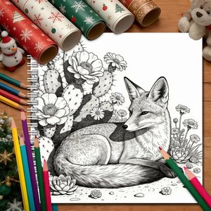 Libro <span class=keywords><strong>da</strong></span> <span class=keywords><strong>Colorare</strong></span> Personalizzato a Tema <span class=keywords><strong>Volpe</strong></span> e Fiori, con Spirale, Pagine Illustrate di Animali e Natura per Adulti e Adolescenti, Regalo Antistress - Product Image 2