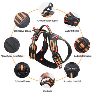 Harnais Premium Oxford Respirant Anti-Traction pour Chien, Réfléchissant, Anti-Éclatement, avec Accents en Cuir, Ailes de Protection des Poils, Poignée Confortable, Forgé - Product Image 2