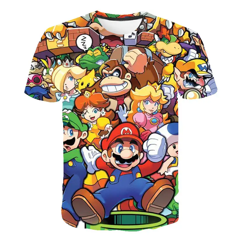 New Fashion Anime T shirts for Men Women Summer Round Neck Short-Sleeved T-shirt Mario 3D Printing Boy Girl Tops Tees Streetwear