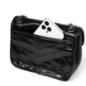 Women's Vintage Style Waterproof PU Crossbody Messenger Bag Single <b>Shoulder</b> <b>Strap</b> Polyester Lining Zipper Fashionable Winter - Product Image 2