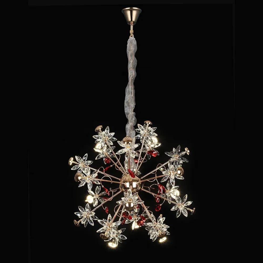 Fiore di cristallo di lusso dal Design unico per lampadario di grandi dimensioni da soggiorno