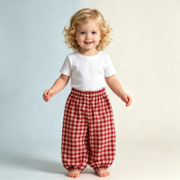 Pantalon pour bébé en coton 100% à carreaux gingham, taille élastique, coupe ample, style lanterne, unisexe, pour tout-petits, garçons et filles, pantalon décontracté pour enfants