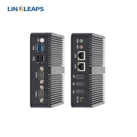 Linkleaps PC Mini Industri Embedded Tanpa Kipas Intel J6412 N95 N100 N150 Terlaris dengan Tiga Layar HD, Dual GbE LAN, Dual COM
