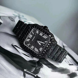 Reloj de Pulsera Deportivo de Lujo ETA con Esfera Negra, Acero Inoxidable, Estilo Hip Hop, con Moissanita y Diamantes para Raperos - Product Image 5