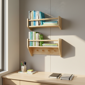 Étagère <span class=keywords><strong>murale</strong></span> en <span class=keywords><strong>bois</strong></span> pour économiser de l'espace avec crochets pour le rangement à la maison, en cuisine, dans le salon, étagère <span class=keywords><strong>murale</strong></span> de rangement - Product Image 5