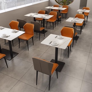 Conjunto de Mesa y Sillas de Comedor Comercial Moderno con Tablero de Madera Estilo Panel, Sofá y Taburete para Restaurante, Tienda de Té con <span class=keywords><strong>Leche</strong></span>, Cafetería, con Tablero de Pizarra - Product Image 2