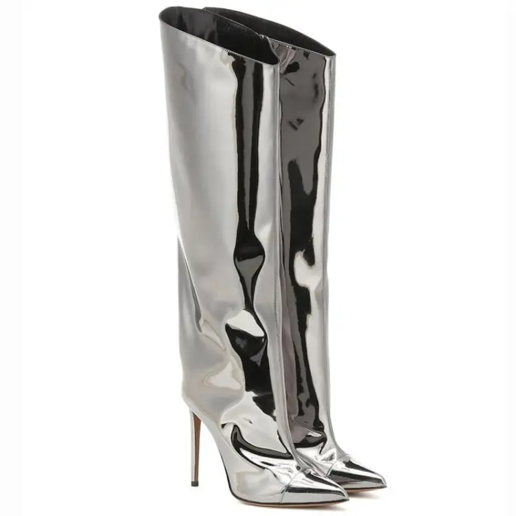 Fashion Custom women shiny designer shoes high heels leather boots women genuine leather leathers luxury platform boots