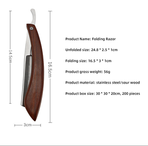 Top Quality <strong>Wooden</strong> Handle Straight Edge <strong>Razor</strong> for Men Stainless Steel Manual Straight <strong>Cut</strong> <strong>Throat</strong> Barber Shaving <strong>Razor</strong> - Product Image 6