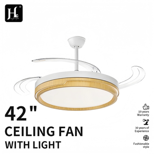 Ventilateur de plafond Hc 42 pouces avec lumière LED, moteur DC, 3 pales, télécommande, design moderne, montage encastré, salon - Product Image 2