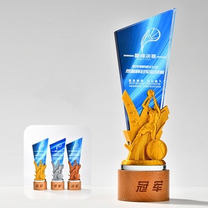 Cúp cầu lông in 3D vàng bạc đồng năm 2025, in màu toàn phần, cúp pha lê, đế gỗ - Product Image 5