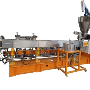 آلة تحبيب البلاستيك الحيوي PHA/<span class=keywords><strong>PBS</strong></span>/PBAT/PLA من نشا الذرة، بثقّاقة مزدوجة اللولب متزامنة متوازية، مع محرك وعلبة تروس ووحدة تحكم PLC، بمعايير CE عالية - Product Image 1