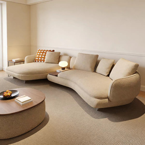 <span class=keywords><strong>Canapé</strong></span> d'angle minimaliste incurvé et durable avec fonction inclinable, en <span class=keywords><strong>tissu</strong></span> polaire Teddy, pour salon - Product Image 3