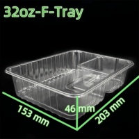 Offre Spéciale – Contenant Alimentaire Rectangulaire en Plastique Recyclable à 2 Compartiments (22/32 oz) avec Couvercle Personnalisable pour Sushi, Jus, Chewing-gum – Personnalisé