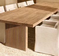 Table de salle à manger rectangulaire en bois massif de chêne recyclé de style mid-century, personnalisable, pour extérieur, conférence, restaurant, hôtel